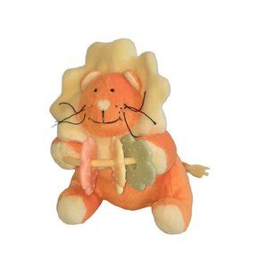 2006 Stephan Baby Lion Flower Teether Rattle Plush Toy 4"
